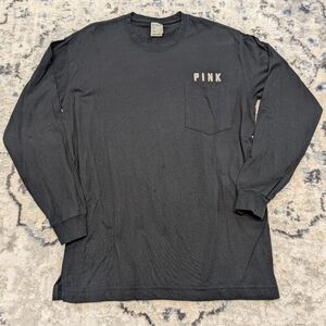 PINK Victoria’s Secret Women’s Small Black Long Sleeve Graphic Tee